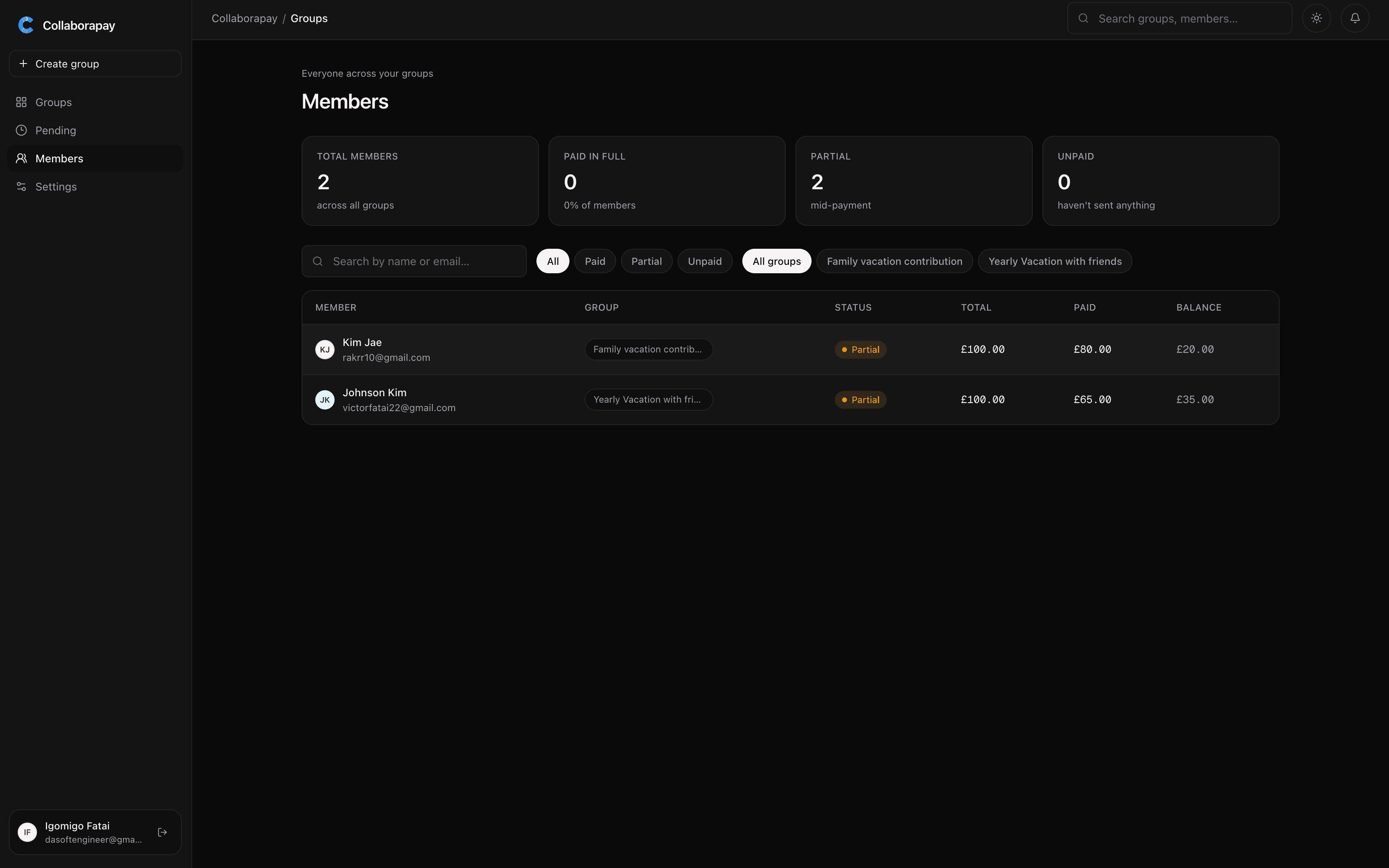Collaborapay members workspace